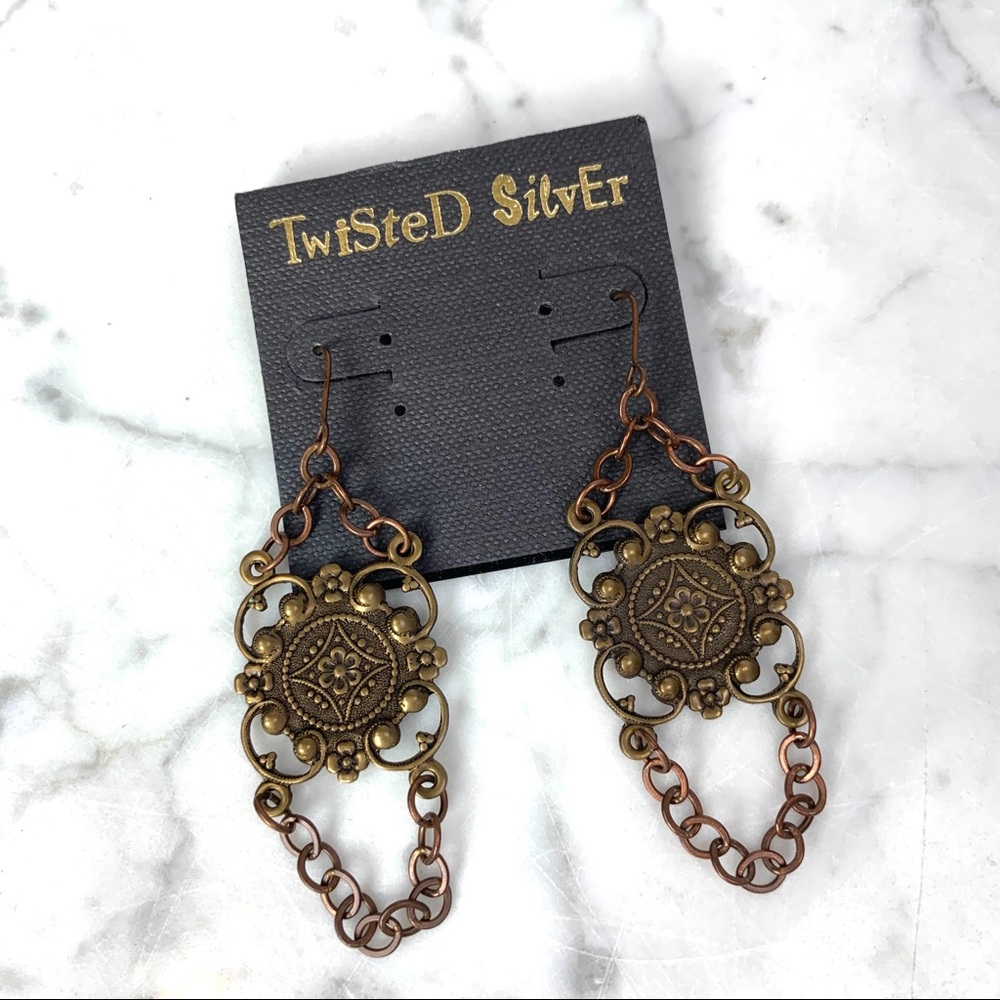 Twisted Silver • Brass Earrings